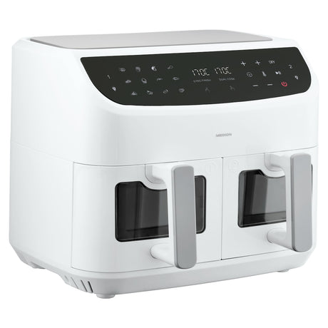 Friteuse a Air Chaud - MEDION - P20 XXL Twin - 2600 W - 2 paniers - 9 programmes - Blanc