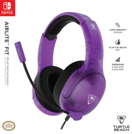 Casque Gaming filaire - TURTLE BEACH - Nintendo Switch - Airlite Fit - Violet Fantôme