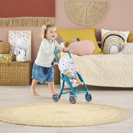 Poussette oursons - COROLLE - Accessoire Poupon 30cm - Bleu - Légere et facile d'utilisation