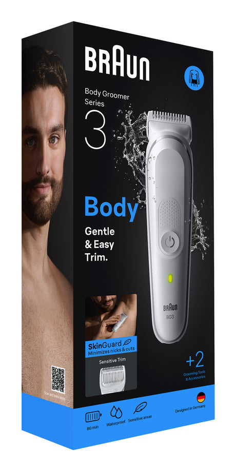 Tondeuse pour le corps - BRAUN - BG3500 - 80 min - Étanche - Gris
