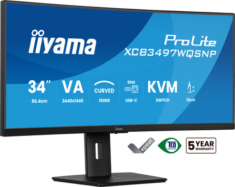 Ecran incurvé 34" Iiyama ProLite XCB3497WQSNP-B1 UWQHD 120Hz (Noir)