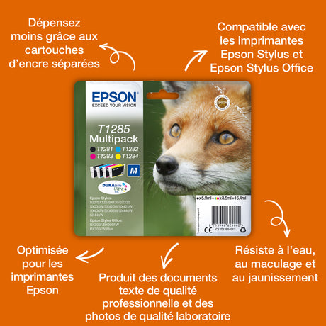 EPSON Multipack T1285 - Renard - Noir, Cyan, Magenta, Jaune (C13T12854012)