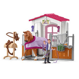 Aire de lavage avec box a cheval, SCHLEICH 72177 HORSE CLUB, avec Figurine Cheval et Cavalier, Des 5 ans