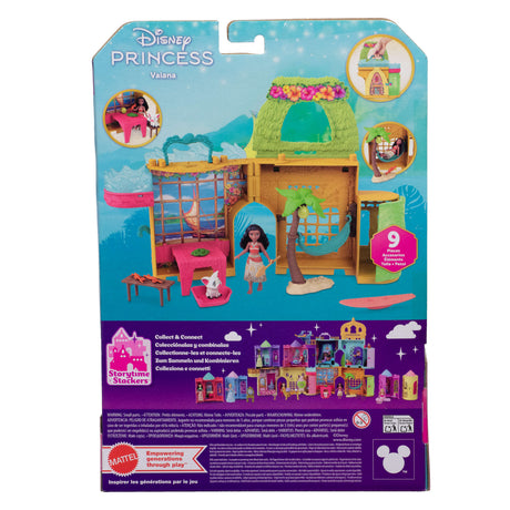 Disney Vaiana Histoires a empiler Coffret de maison de poupée avec une petite poupée Vaiana, 1 ami animal et 9 accessoires - MATTEL