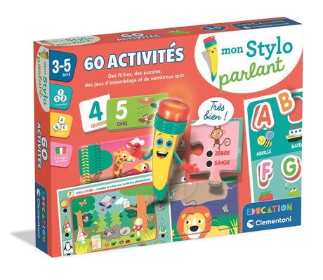CLEMENTONI - Mon stylo interactif - 60 activités éducatives - Stylos lumineux et sonore - Fabriqué en Italie