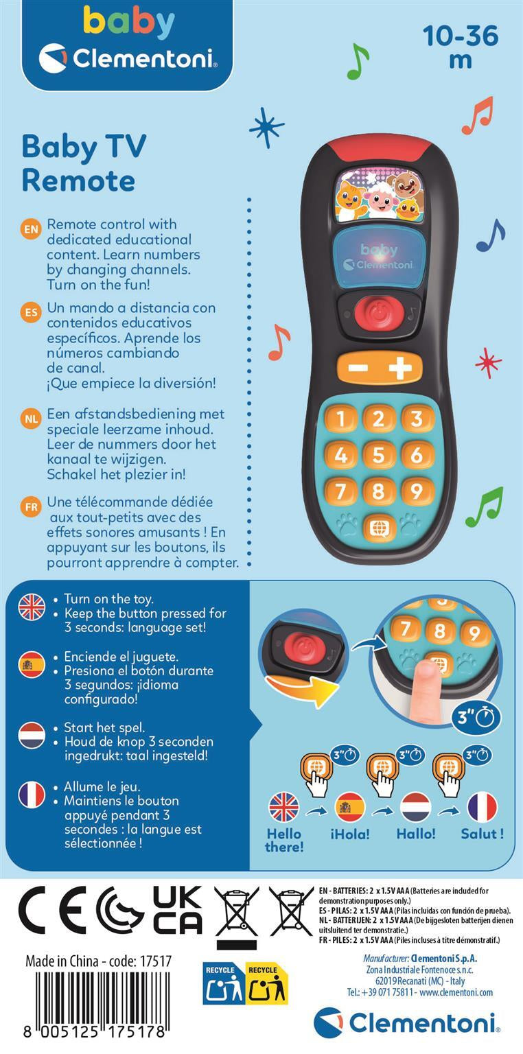 La télécommande de Bébé parlant - CLEMENTONI - Jeux d'éveil - Chansons, Lumieres et Effets sonores - Des 6 mois