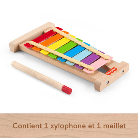 Fisher-Price-Xylophone en bois, instrument de musique avec 2 pieces HXV13