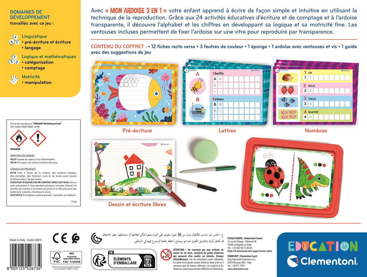 Jeu d'écriture pour enfants - Clementoni - Mon atelier d'écriture - Alphabet et pré-écriture