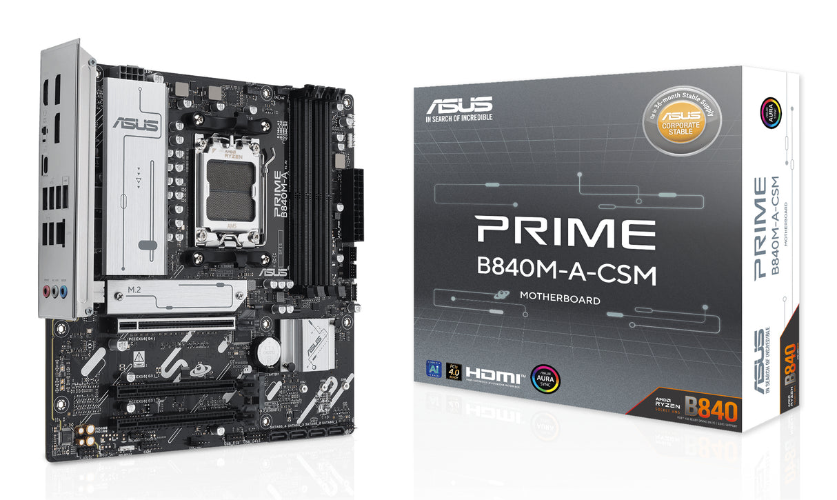 Carte mere - ASUS - PRIME B840M-A-CSM - AMD B840 - Emplacement AM5 micro ATX