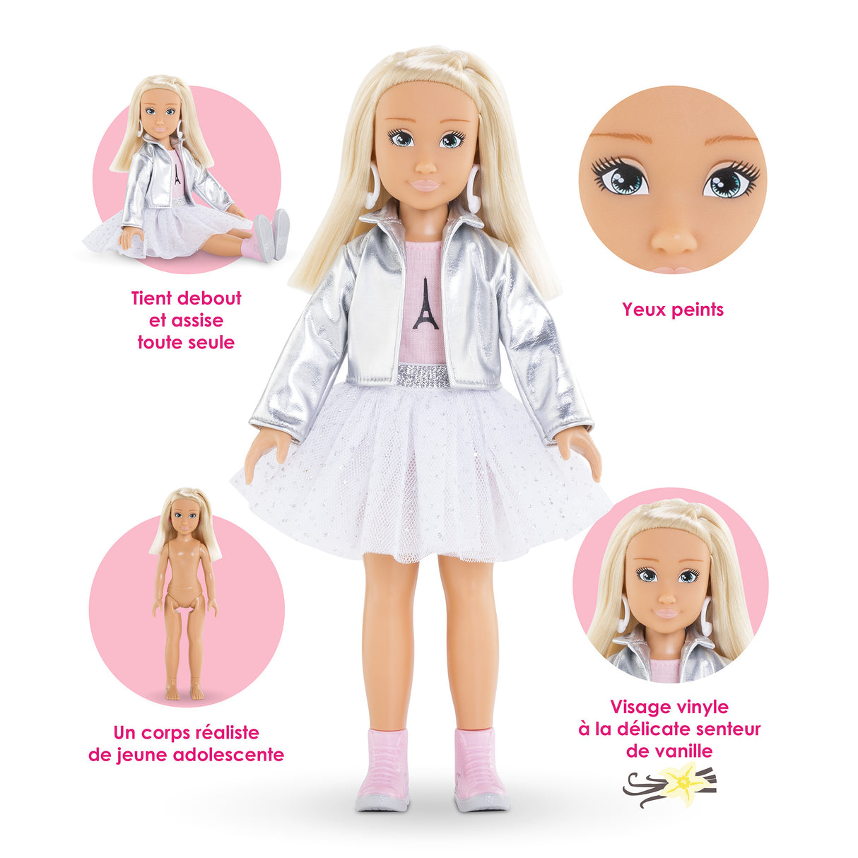 Poupée Mannequin - COROLLE - Valentine Fashion Week Paris - 28 cm - 4 accessoires - Senteur vanille - Des 4 ans