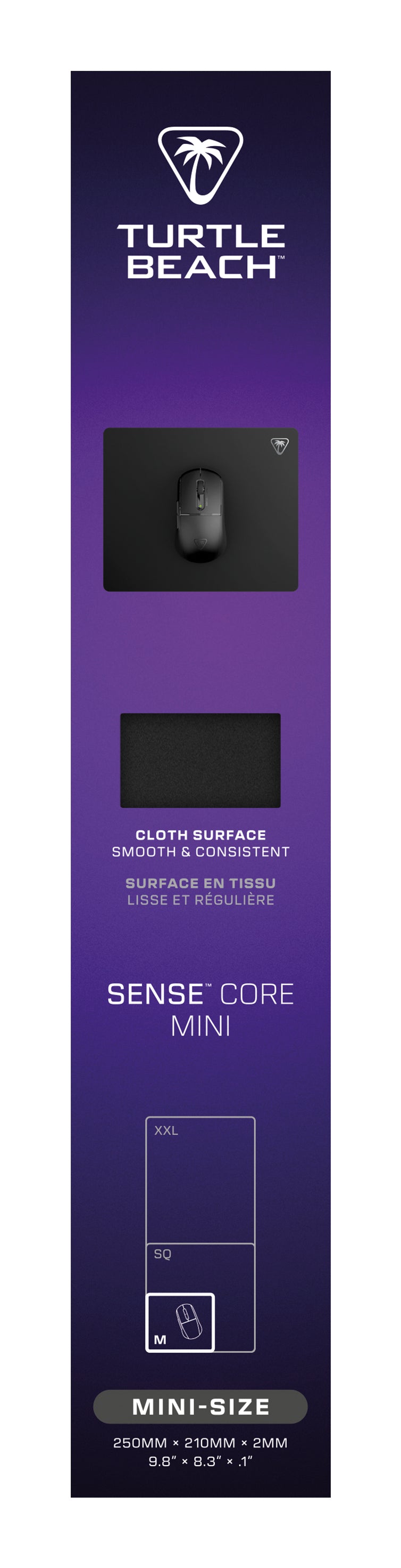 Tapis de souris de jeu - Turtle Beach SenseCore Mini - Surface micro-tissée, équilibré, confortable
