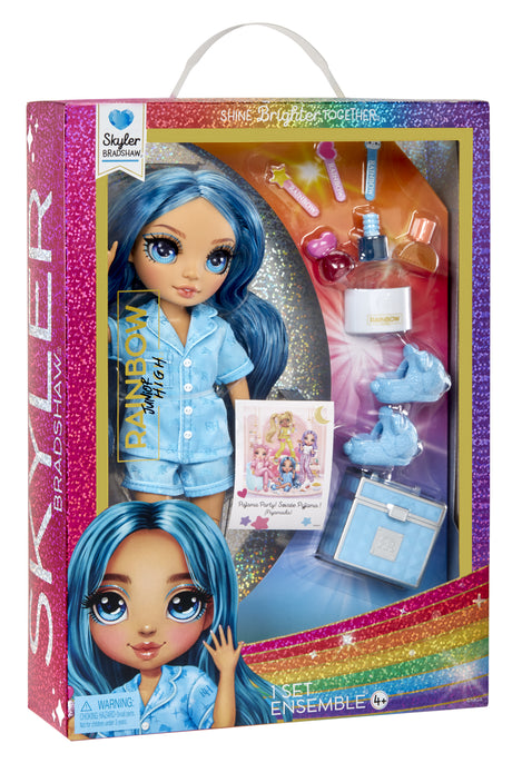 Junior High Pyjama Party - Poupée mannequin articulée 22 cm - Skyler (Bleue) - Nombreux accessoires - a partir de 4 ans