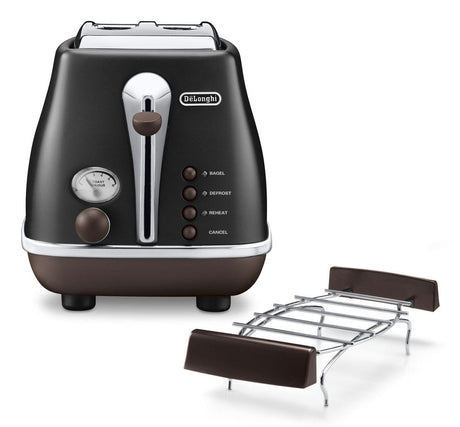 Grille-pain - DELONGHI - CTOV2103.BK - 900 W - 2 fentes - Noir mat / Chocolat