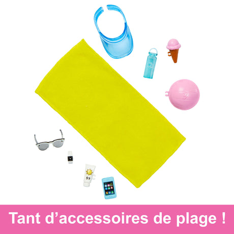 Barbie-Ken Plage-Poupée blonde short de bain et accessoires de plage HPL74