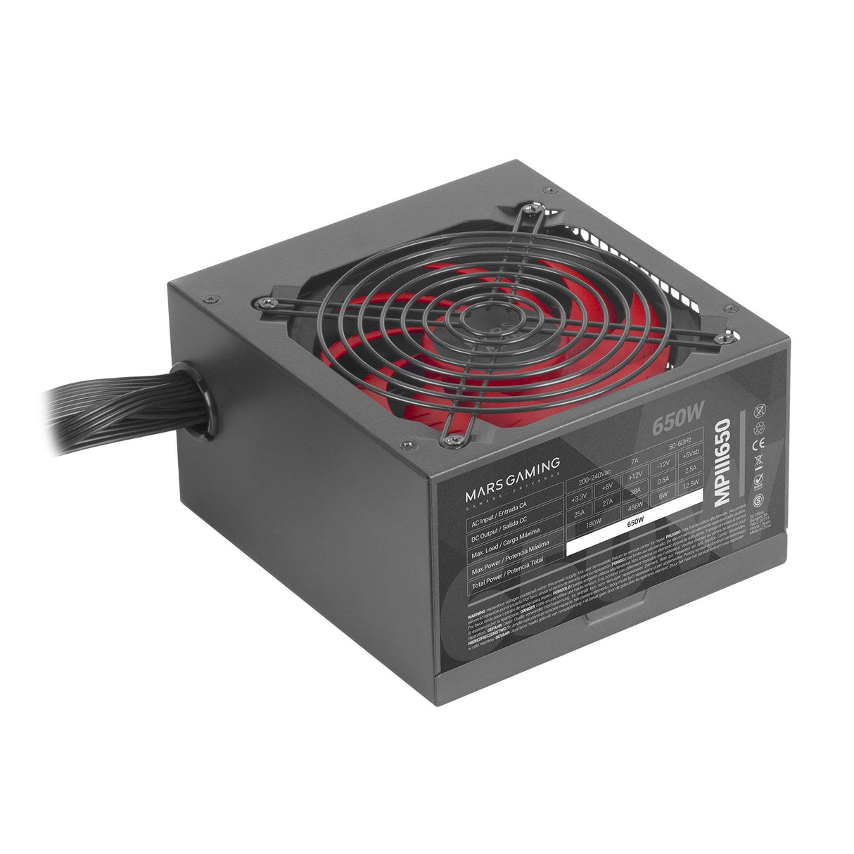 Alimentation ATX Mars Gaming MPIII - 650W (Noir/Rouge)