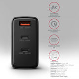 Chargeur secteur Axagon 2x USB-C + 1x USB-A 100W (Noir)