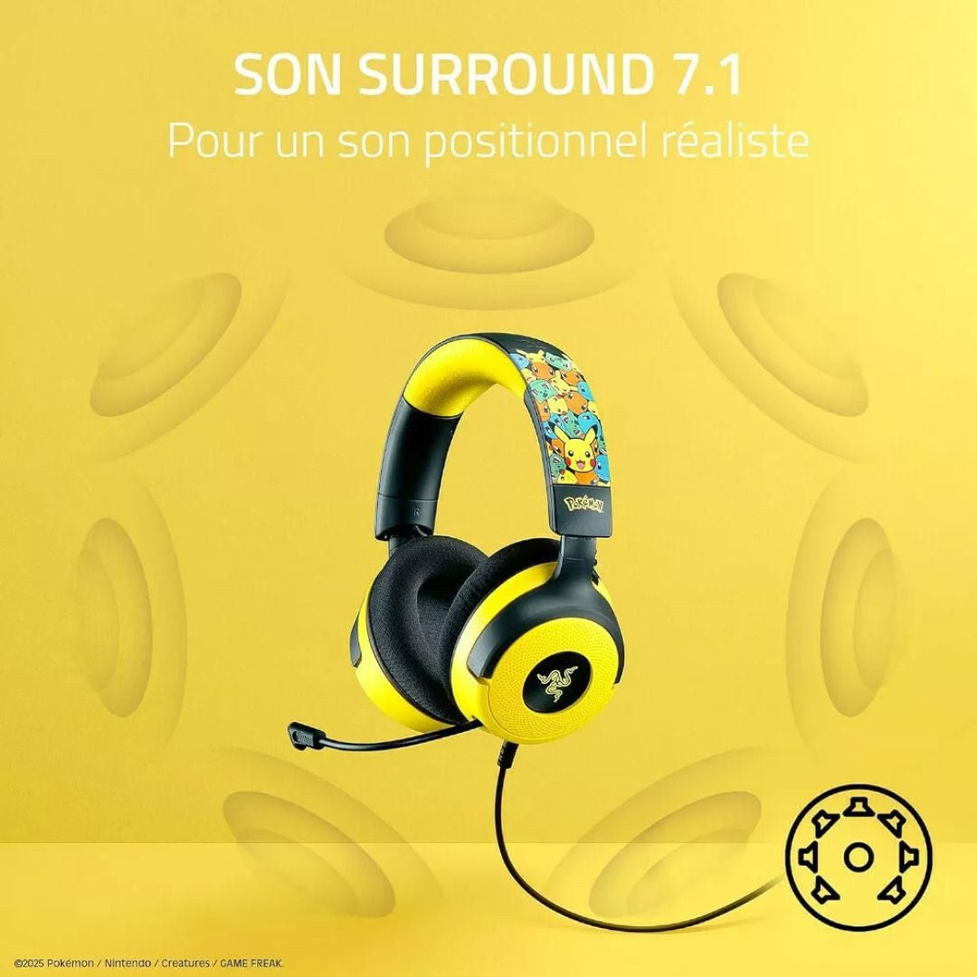 RAZER Kraken V4 X Pokémon Kanto Starters Ed. Casque de Jeu sans Fil RGB, Connec