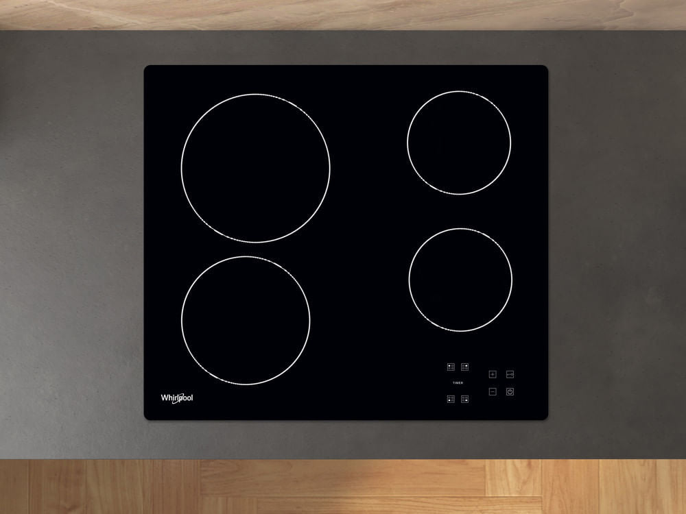 Plaque de cuisson Vitrocéramique WHIRLPOOL AKT8090NE - 4 zones - 6200W - L58 x P51cm - Noir