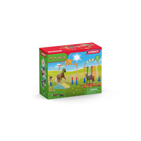 Coffret d'entraînement agilité équestre avec Cheval, Ensemble de 41 Pieces, Schleich 42481 Farm World, des 3 ans