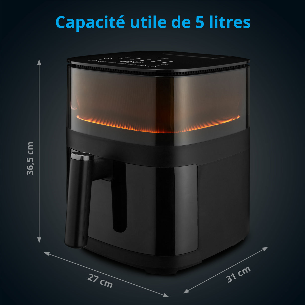 Friteuse a air chaud sans huile - MD 11780 - Température jusqu'a 230 °C - 10 programmes - 5 L - 1500 Watt