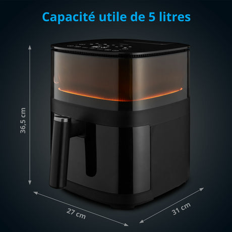 Friteuse a air chaud sans huile - MD 11780 - Température jusqu'a 230 °C - 10 programmes - 5 L - 1500 Watt