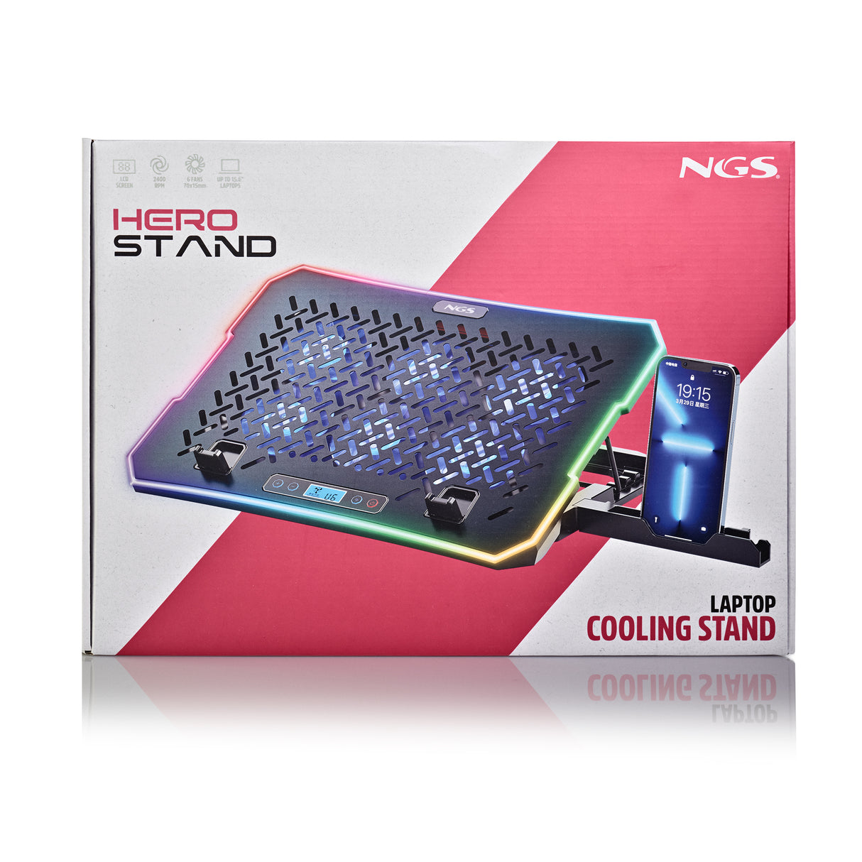 Support ventilé NGS Hero Stand RGB (Noir)