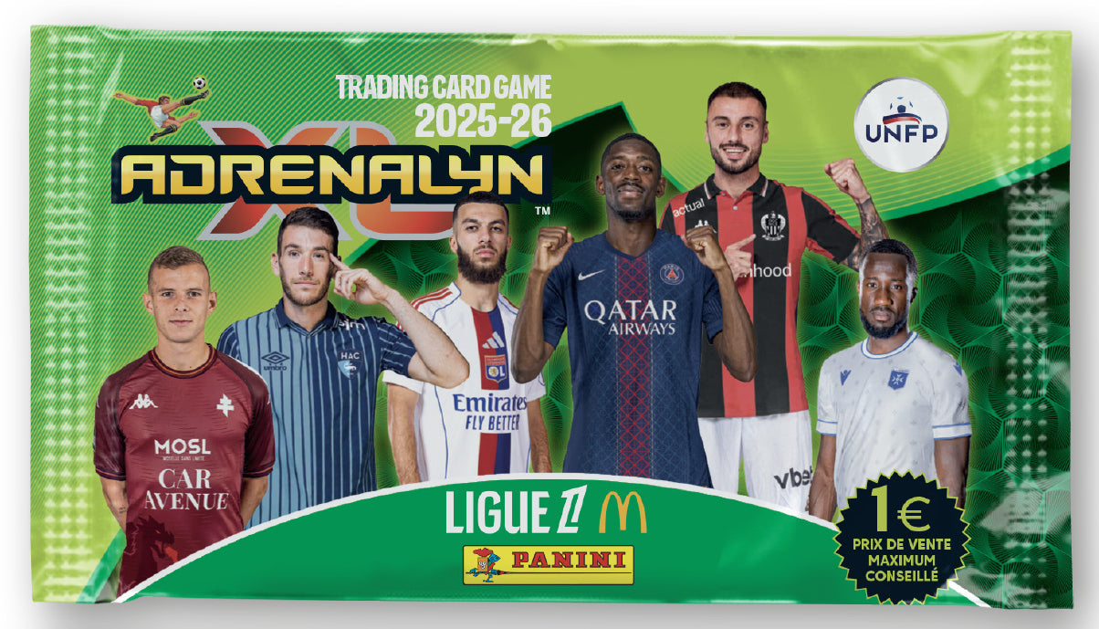 Pack de démarrage - PANINI - TCG ADRENALYN LIGUE 1 Mc Donald's 2025/26 - Album + 4 pochettes - 24 cartes
