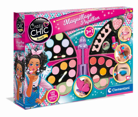 Palette de maquillage papillon - Clementoni - Fards a paupieres, rouges a levres, vernis a ongles
