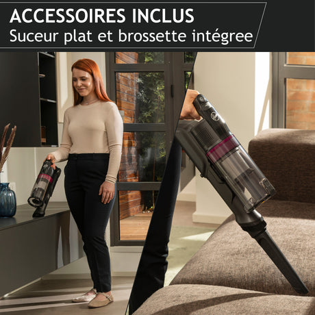 Hoover HF1 Plus Flex - Aspirateur Balai sans Fil avec Tube Flexible HF1P10HX - Léger & Puissant - Turbo Mode - Brosse Anti-Twist LED