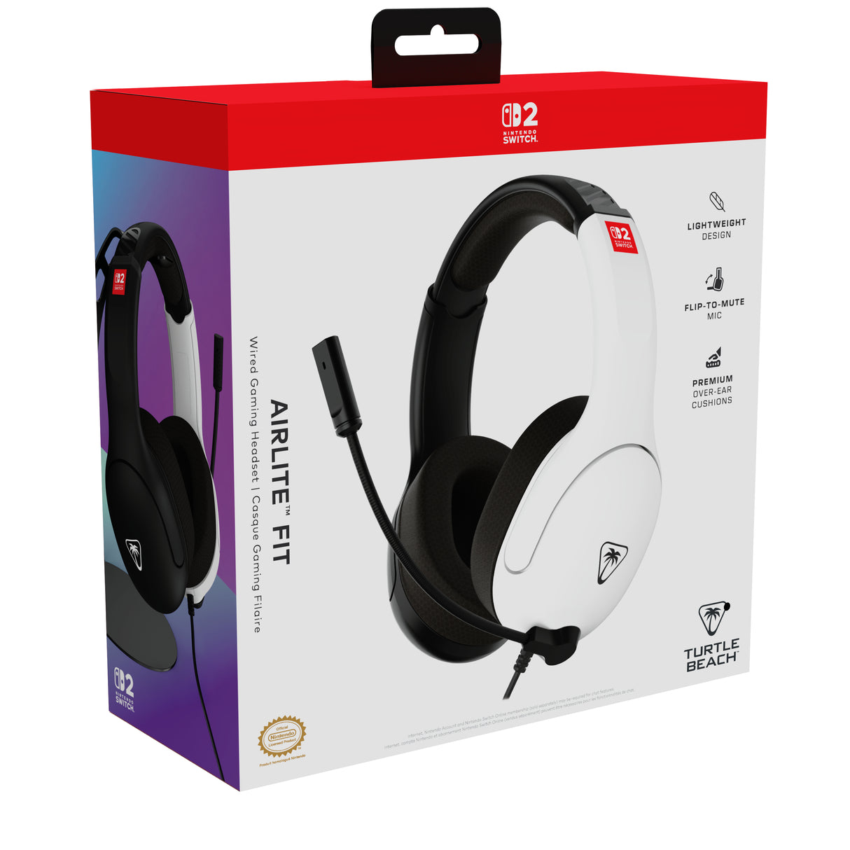 Casque gaming filaire - TURTLE BEACH - TBS-8003-05 - Airlite Fit - Sous licence officielle Nintendo pour Switch™ 2 - Noir & Blanc