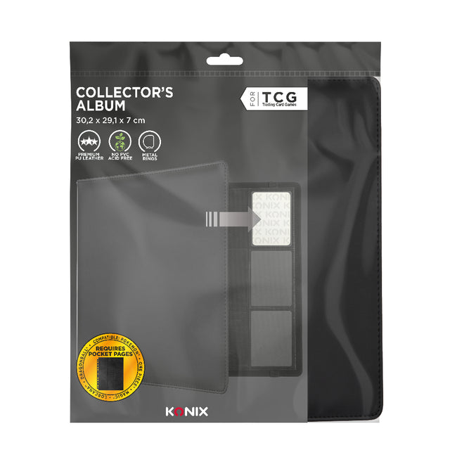 Classeur Premium avec reliure a anneaux - Konix - Jeux de cartes a collectionner - Magic The Gathering, Pokémon, Yu-Gi-Oh! - Noir
