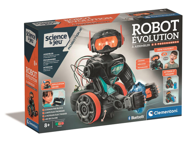 Clementoni - Robot Évolution 2.0 a assembler et programmer - 4 modes de jeu - Fabriqué en Italie