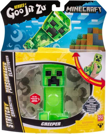 Figurine extensible - GOO JIT ZU - Minecraft Creeper - 11 cm - Texture élastique - Extensible 3x