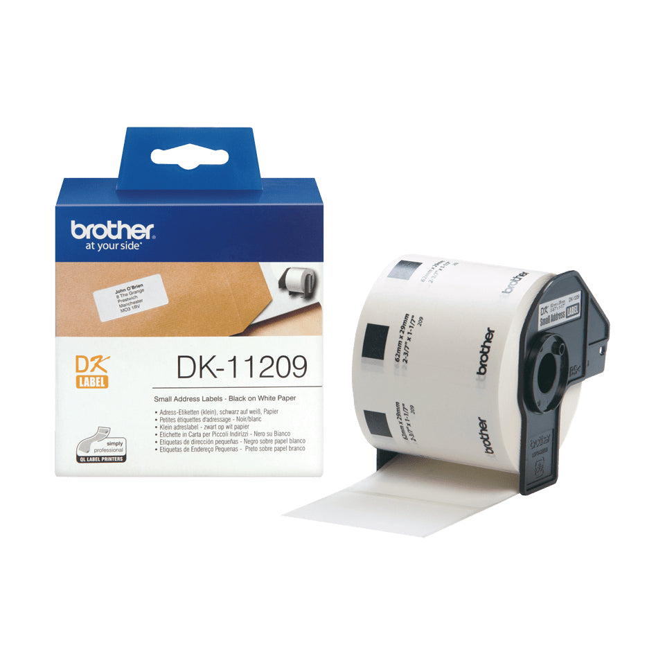 Etiquettes adresses BROTHER P-TOUCH DK-11209 - 29x62mm - 800 étiquettes