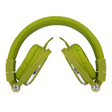 Casque filaire vert avec micro c ble 1.50m arceau réglable effect peau de p che