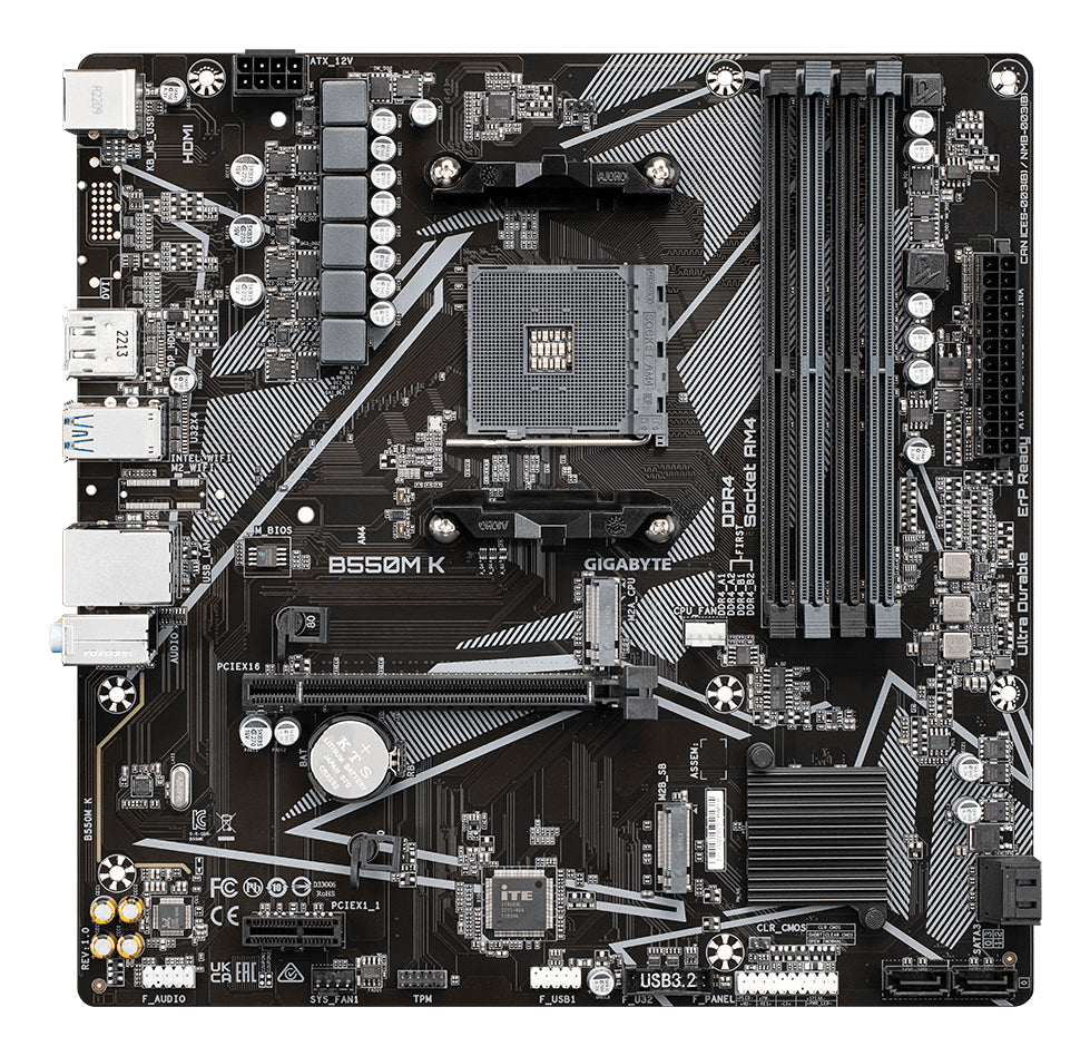 Carte mere - GIGABYTE - B550M K - Socket AM4 - DDR4 jusqu'a 128 Go - PCIe 4.0 x16
