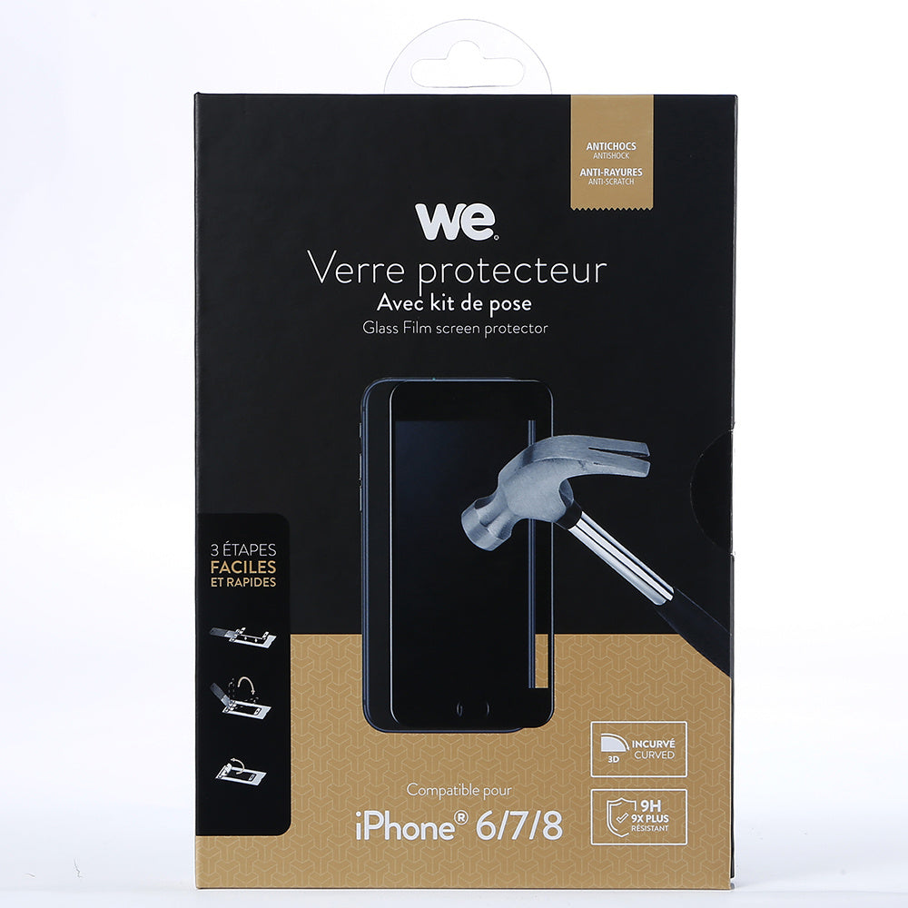 WE Verre trempé APPLE IPHONE 6 /6S / 7 / 8 / SE 2020 / SE 2022 - Avec kit de pos