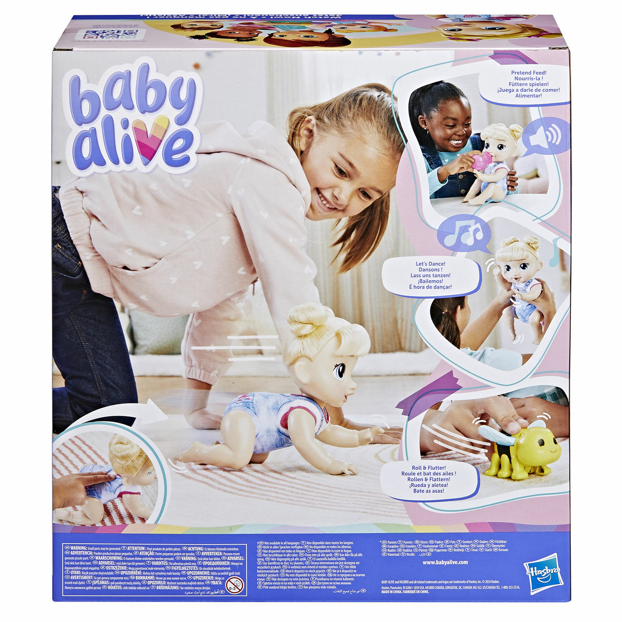 Baby Alive, Harper Hugs Marche a 4 pattes, poupée électronique de 27  cm marchant a 4 pattes, cheveux blonds, a partir de 3 ans