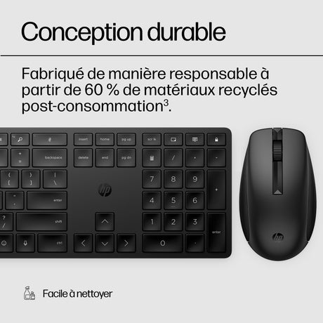 Ensemble Clavier Souris sans fil HP 650 - AZERTY - Blanc