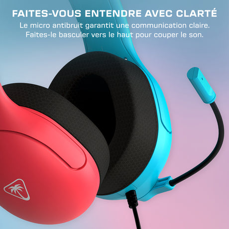 Casque gaming filaire - TURTLE BEACH - TBS-8002-25 - Airlite Fit - Sous licence officielle de Nintendo Switch™ - Bleu fluo et rouge