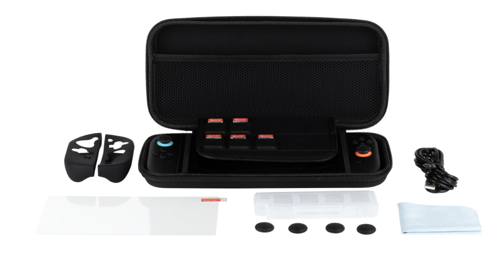 Pack d'accessoires gaming - KONIX - Nintendo Switch 2 - Housse - 4 appuie-pouces - Verre trempé - Boîtier 9 jeux - Écouteurs