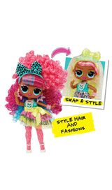 L.O.L. Surprise Tweens Surprise Swap Fashion Doll - Curls-2- Crimps Cora - 1 poupée Tweens 17cm, 1 mini tete a coiffer et des