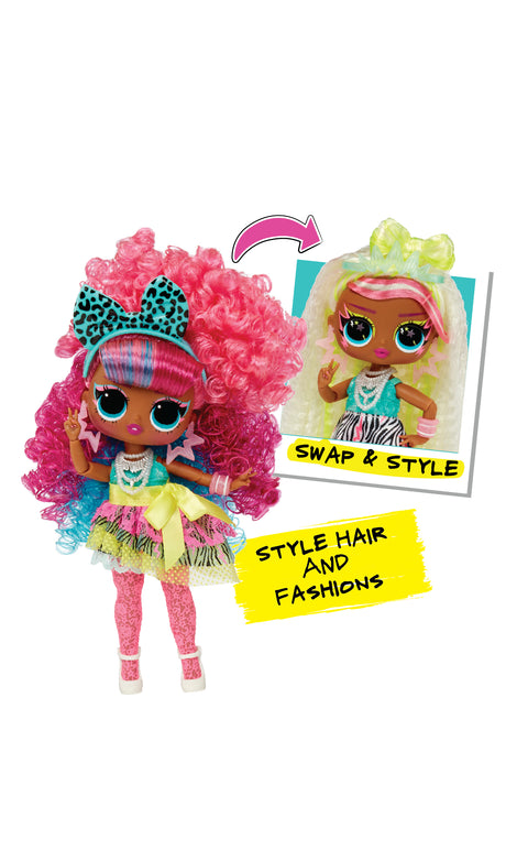 L.O.L. Surprise Tweens Surprise Swap Fashion Doll - Curls-2- Crimps Cora - 1 poupée Tweens 17cm, 1 mini tete a coiffer et des