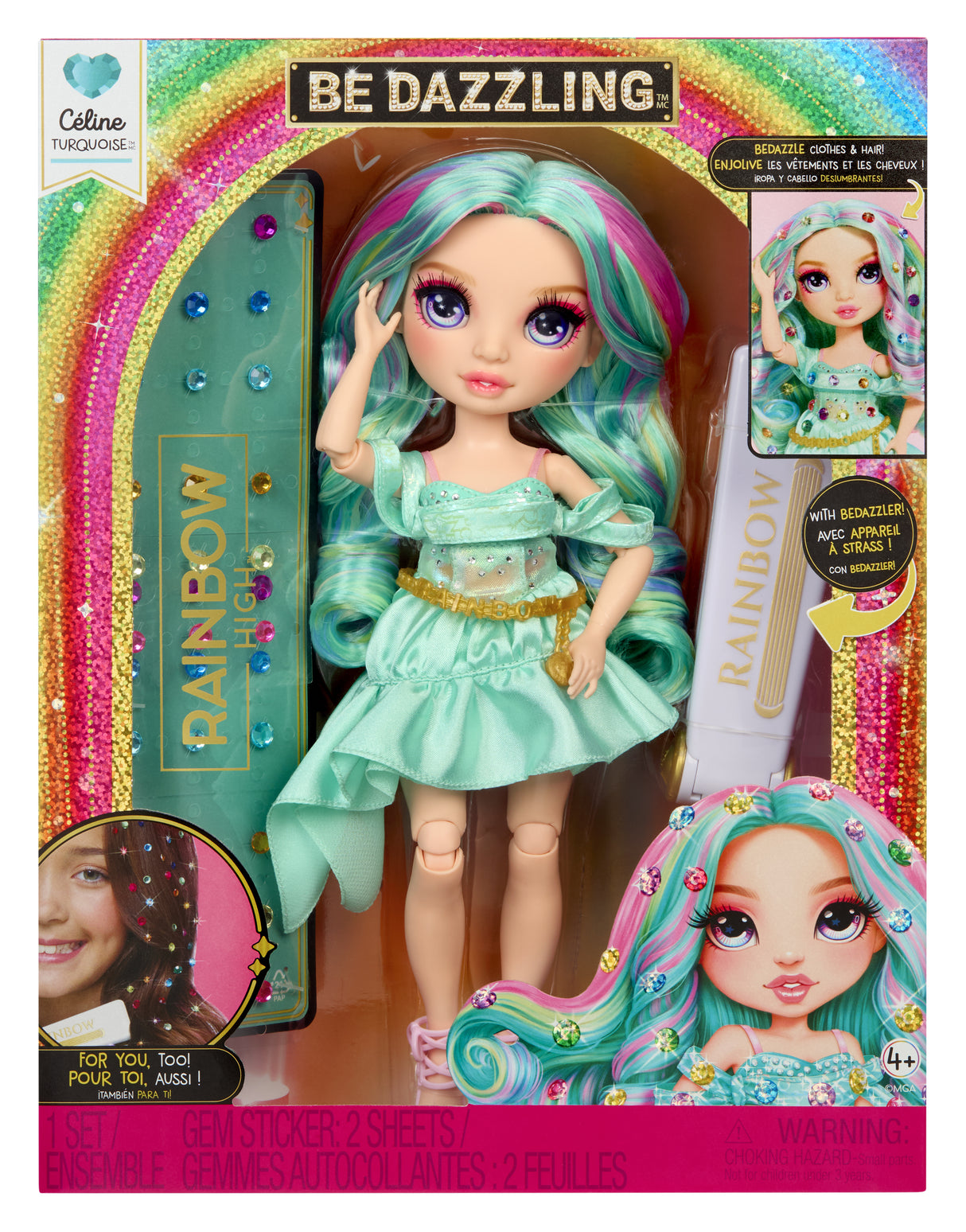 Rainbow High - Poupée Mannequin Be Dazzling - Celine Turquoise - 28 cm - Pierres précieuses scintillantes et accessoires inclus