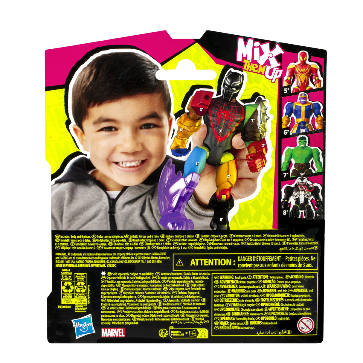 MixMashers Black Panther, figurine 12 cm personnalisable a mélanger et combiner avec accessoires, Marvel, des 4 ans