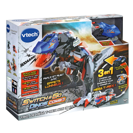 Jouet assemblable VTECH SWITCH & GO COMBO - TRIO, le méga T-Rex SOS (3 en 1) pour enfant de 4 ans et plus