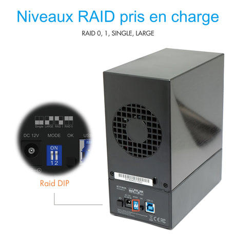 Boitier Externe Icy Box IB-RD3621U3 USB3.0 - 3,5" S-ATA - 2 Baies