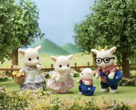 Figurines miniatures - SYLVANIAN FAMILIES - La famille Chevre - 4 personnages articulés et habillés avec soin