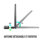 CLE WIFI 1200Mbps DUAL BAND USB 3.0 300Mb/s en 2.4G, 867Mb/s en 5G antenne detac