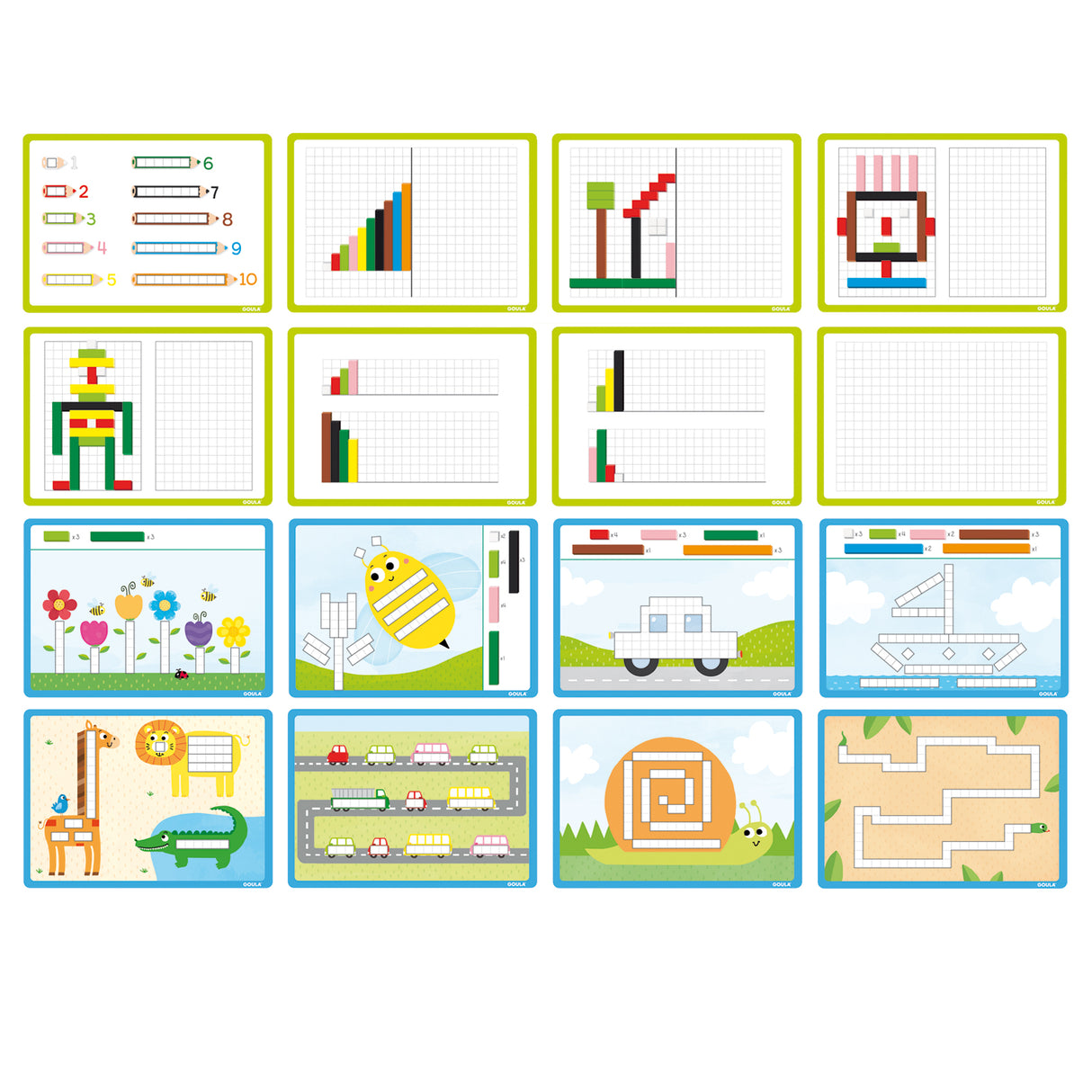 Jeu éducatif - GOULA - Activités avec réglettes - Apprentissage des nombres et logique mathématique